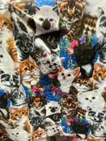Load image into Gallery viewer, Mixed Cats Fleece Fabric – Cute Cat Print Fabric by the Yard – Soft Animal Fleece for Blankets, Kids Projects &amp; Crafts
