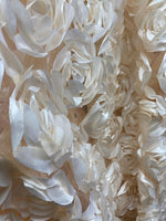 Load image into Gallery viewer, Ivory Satin Bridal Petal Rosette on mesh Fabric 52" Wide Sold By The Yard
