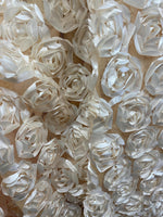 Load image into Gallery viewer, Ivory Satin Bridal Petal Rosette on mesh Fabric 52" Wide Sold By The Yard
