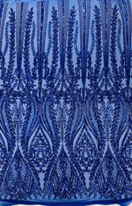 Load image into Gallery viewer, Dark royal blue Sequin Lace Fabric by the Yard – Stretch Mesh Glitter Fabric
