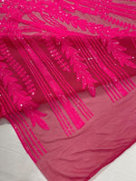 Load image into Gallery viewer, Hot Pink Sequin Lace Fabric by the Yard – Stretch Mesh Glitter Fabric
