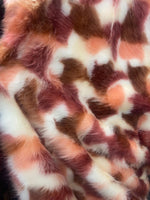 Load image into Gallery viewer, Blush Pink Brown Tie-Dye Faux Fur Fabric – Luxury Plush Shaggy Fur by the Yard for Coats, Jackets, Blankets, Costumes &amp; Home Decor
