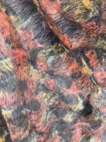 Load image into Gallery viewer, Multicolor Animal Print Faux Fur Fabric – Black Rust Olive Plush Shaggy Fur by the Yard for Coats, Jackets, Blankets, Costumes &amp; Upholstery
