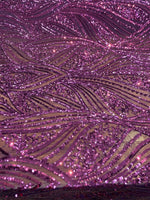 Load image into Gallery viewer, Purple Sequin Mesh Fabric, Elegant Lace Sequin,Bridal Evening Gown Material, Stretch Mesh, Wedding Dress fabric
