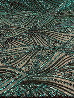 Load image into Gallery viewer, Emerald Sequin Mesh Fabric, Elegant Lace Sequin,Bridal Evening Gown Material, Stretch Mesh, Wedding Dress fabric
