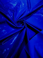 Load image into Gallery viewer, Royal Blue Glossy shiny Vinyl Spandex Fabric Stretch Patent Leather Look Apparel Material  by the Yard
