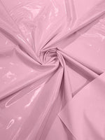 Load image into Gallery viewer, Pink Glossy shiny Vinyl Spandex Fabric Stretch Patent Leather Look Apparel Material  by the Yard
