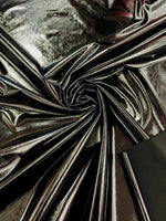Load image into Gallery viewer, Black Glossy shiny Vinyl Spandex Fabric Stretch Patent Leather Look Apparel Material  by the Yard
