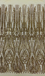 Load image into Gallery viewer, Gold Sequin Lace Fabric by the Yard – Stretch Mesh Glitter Fabric
