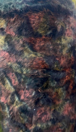 Load image into Gallery viewer, Multicolor Animal Print Faux Fur Fabric – Black Rust Olive Plush Shaggy Fur by the Yard for Coats, Jackets, Blankets, Costumes &amp; Upholstery
