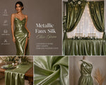 Load image into Gallery viewer, Charcoal Metallic Faux Silk Shantung Fabric by Yard – Shiny Drapery Material for Dresses, Costumes
