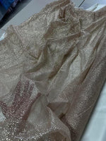 Load image into Gallery viewer, Champagne Glitter Mesh Tulle Fabric 60” Wide – Sparkle Sheer Tulle by the Yard for Dresses, Costumes, Decor &amp; Crafts
