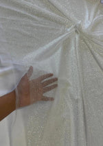 Load image into Gallery viewer, White Glitter Mesh Tulle Fabric 60” Wide – Sparkle Sheer Tulle by the Yard for Dresses, Costumes, Decor &amp; Crafts

