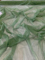 Load image into Gallery viewer, Sage Green Glitter Mesh Tulle Fabric 60” Wide – Sparkle Sheer Tulle by the Yard for Dresses, Costumes, Decor &amp; Crafts
