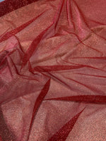 Load image into Gallery viewer, Red Glitter Mesh Tulle Fabric 60” Wide – Sparkle Sheer Tulle by the Yard for Dresses, Costumes, Decor &amp; Crafts
