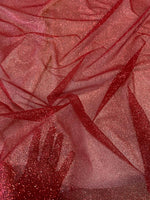 Load image into Gallery viewer, Red Glitter Mesh Tulle Fabric 60” Wide – Sparkle Sheer Tulle by the Yard for Dresses, Costumes, Decor &amp; Crafts
