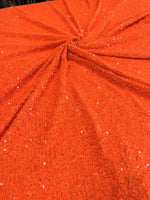 Load image into Gallery viewer, Neon orange Sequin Stretch Velvet Fabric – Sparkly Spandex for Dresses, Costumes, Dancewear &amp; Event Decor
