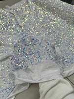 Load image into Gallery viewer, Iridescent Sequin Stretch Velvet Fabric – Sparkly Spandex for Dresses, Costumes, Dancewear &amp; Event Decor
