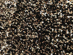 Load image into Gallery viewer, Gold Sequin on black Stretch Velvet Fabric – Sparkly Spandex for Dresses, Costumes, Dancewear &amp; Event Decor
