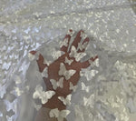 Load image into Gallery viewer, White 3D Butterfly Satin Lace Fabric – Embroidered Mesh Lace by the Yard for Bridal, Prom Dresses &amp; Couture Designs
