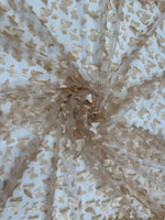 Load image into Gallery viewer, Champagne 3D Butterfly Satin Lace Fabric – Embroidered Mesh Lace by the Yard for Bridal, Prom Dresses &amp; Couture Designs
