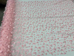 Load image into Gallery viewer, Blush 3D Butterfly Satin Lace Fabric – Embroidered Mesh Lace by the Yard for Bridal, Prom Dresses &amp; Couture Designs
