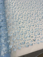 Load image into Gallery viewer, Blue 3D Butterfly Satin Lace Fabric – Embroidered Mesh Lace by the Yard for Bridal, Prom Dresses &amp; Couture Designs
