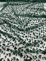 Load image into Gallery viewer, Hunter Geen 3D Butterfly Satin Lace Fabric – Embroidered Mesh Lace by the Yard for Bridal, Prom Dresses &amp; Couture Designs
