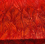 Load image into Gallery viewer, Red Sequin Mesh Fabric, Elegant Lace Sequin,Bridal Evening Gown Material, Stretch Mesh, Wedding Dress fabric
