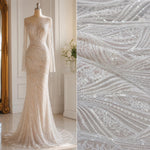 Load image into Gallery viewer, Purple Sequin Mesh Fabric, Elegant Lace Sequin,Bridal Evening Gown Material, Stretch Mesh, Wedding Dress fabric
