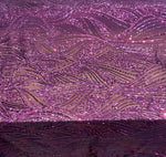Load image into Gallery viewer, Purple Sequin Mesh Fabric, Elegant Lace Sequin,Bridal Evening Gown Material, Stretch Mesh, Wedding Dress fabric
