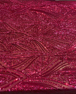 Load image into Gallery viewer, Fuchsia Sequin Mesh Fabric, Elegant Lace Sequin,Bridal Evening Gown Material, Stretch Mesh, Wedding Dress fabric
