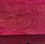 Load image into Gallery viewer, Fuchsia Sequin Mesh Fabric, Elegant Lace Sequin,Bridal Evening Gown Material, Stretch Mesh, Wedding Dress fabric
