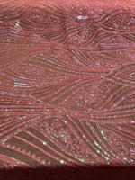 Load image into Gallery viewer, Pink Sequin Mesh Fabric, Elegant Lace Sequin,Bridal Evening Gown Material, Stretch Mesh, Wedding Dress fabric
