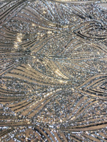 Load image into Gallery viewer, Silver Sequin Mesh Fabric, Elegant Lace Sequin,Bridal Evening Gown Material, Stretch Mesh, Wedding Dress fabric
