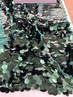 Load image into Gallery viewer, Green 18MM Paillette Sequins Trim Fabric – Oversized Round Sequin Material for Costumes, Dancewear, Festival Decor &amp; Glam Sewing Projects
