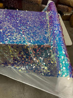 Load image into Gallery viewer, Iridescent 18MM Paillette Sequins Trim Fabric – Oversized Round Sequin Material for Costumes, Dancewear, Festival Decor &amp; Glam Sewing Projec
