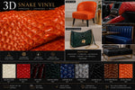 Load image into Gallery viewer, 3D Snake Vinyl Fabric by the Yard – Embossed Crocodile Patent Faux Leather Upholstery Fabric – Glossy Textured Marine &amp; Automotive Vinyl
