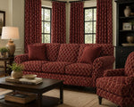 Load image into Gallery viewer, Crimson Chenille Upholstery Fabric by the Yard – Moroccan Trellis Pattern Home Decor Fabric for Chairs, Sofas &amp; DIY
