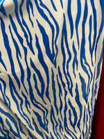 Load image into Gallery viewer, Blue white zebra stretch velvet 58" wide fabric
