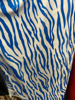 Load image into Gallery viewer, Blue white zebra stretch velvet 58" wide fabric
