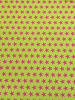 Load image into Gallery viewer, Blacklight Reactive Yellow and Pink Star Printed Spandex 4 way stretch
