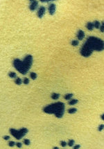 Load image into Gallery viewer, Black paws on yellow Fleece Polar   By The Yard 60"
