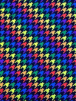Load image into Gallery viewer, Rainbow Houndstooth on black base Spandex, 4 way stretch 58" wide
