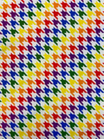 Load image into Gallery viewer, Rainbow Houndstooth on white base Spandex, 4 way stretch 58" wide

