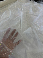 Load image into Gallery viewer, Ivory Glitter Mesh Tulle Fabric 60” Wide – Sparkle Sheer Tulle by the Yard for Dresses, Costumes, Decor &amp; Crafts

