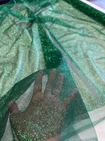 Load image into Gallery viewer, Hunter Green Glitter Mesh Tulle Fabric 60” Wide – Sparkle Sheer Tulle by the Yard for Dresses, Costumes, Decor &amp; Crafts
