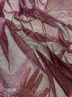 Load image into Gallery viewer, Burgundy Glitter Mesh Tulle Fabric 60” Wide – Sparkle Sheer Tulle by the Yard for Dresses, Costumes, Decor &amp; Crafts
