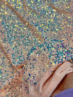 Load image into Gallery viewer, Blush Sequin Stretch Velvet Fabric – Sparkly Spandex for Dresses, Costumes, Dancewear &amp; Event Decor
