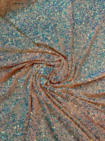 Load image into Gallery viewer, Blush Sequin Stretch Velvet Fabric – Sparkly Spandex for Dresses, Costumes, Dancewear &amp; Event Decor
